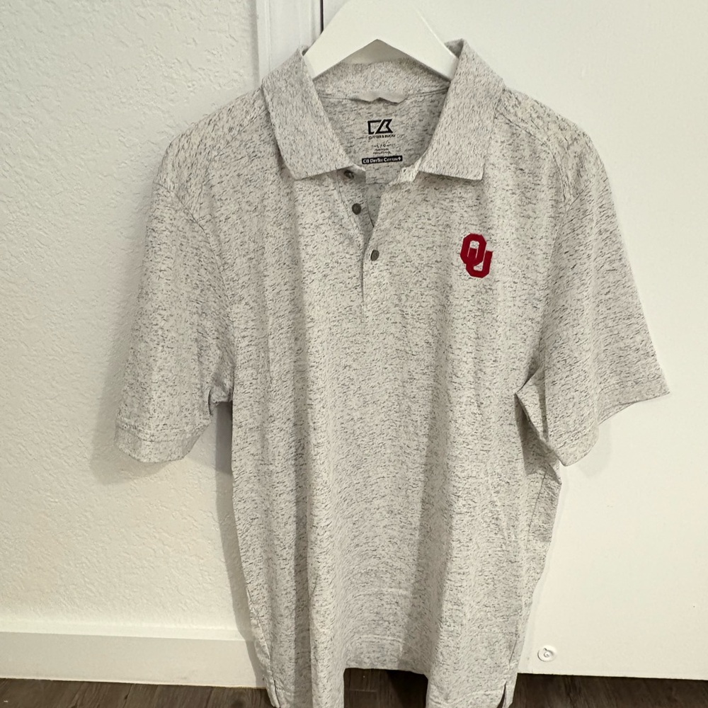 Cutter & Buck Heathered Gray Polo Shirt with OU Logo Size L